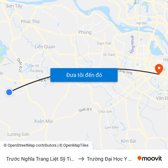 Trước Nghĩa Trang Liệt Sỹ Tiến Xuân to Trường Đại Học Y Hà Nội map