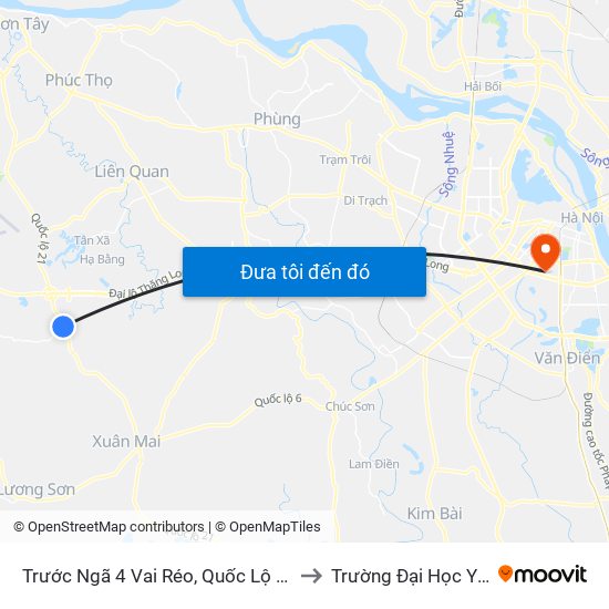 Trước Ngã 4 Vai Réo, Quốc Lộ 21a - Đt446 to Trường Đại Học Y Hà Nội map