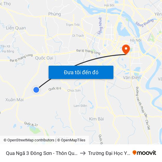 Qua Ngã 3 Đông Sơn - Thôn Quyết Thượng to Trường Đại Học Y Hà Nội map