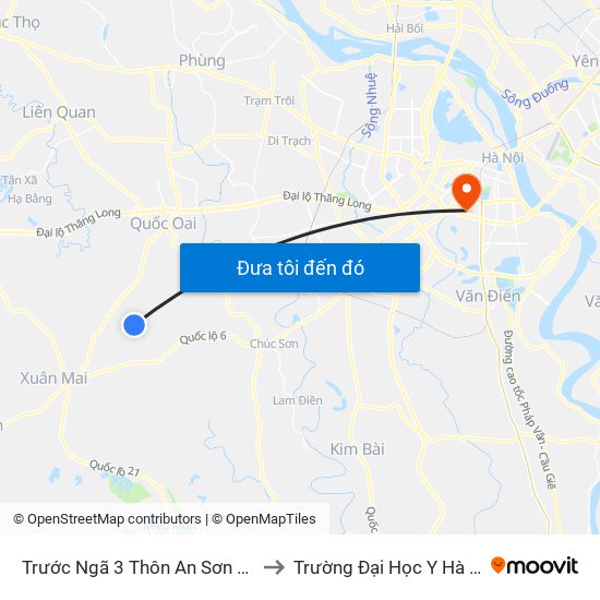 Trước Ngã 3 Thôn An Sơn 50m to Trường Đại Học Y Hà Nội map