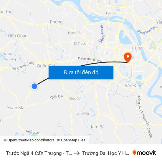 Trước Ngã 4 Cấn Thượng - Tl412b to Trường Đại Học Y Hà Nội map