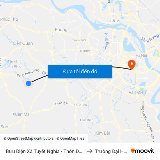 Bưu Điện Xã Tuyết Nghĩa - Thôn Đồng Sơn - Xã Tuyết Nghĩa to Trường Đại Học Y Hà Nội map