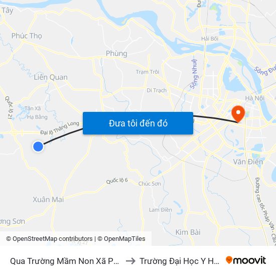 Qua Trường Mầm Non Xã Phú Cát to Trường Đại Học Y Hà Nội map