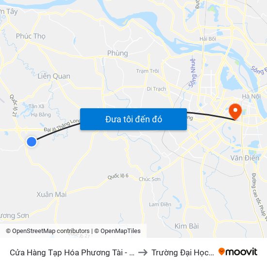 Cửa Hàng Tạp Hóa Phương Tài - Thôn 7 - Phú Cát to Trường Đại Học Y Hà Nội map