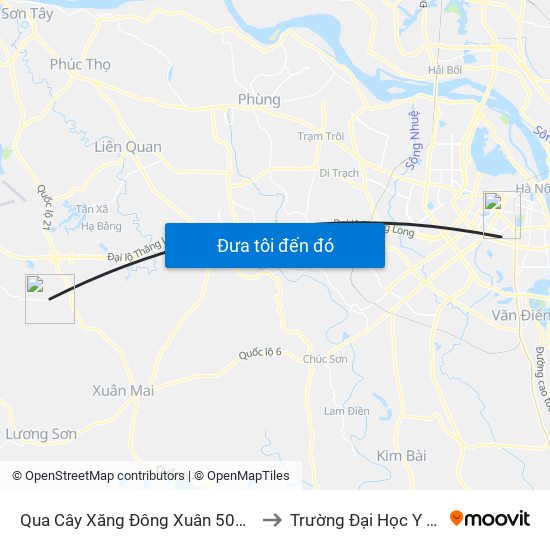 Qua Cây Xăng Đông Xuân 50m - Đt446 to Trường Đại Học Y Hà Nội map