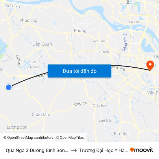 Qua Ngã 3 Đường Bình Sơn 30m to Trường Đại Học Y Hà Nội map