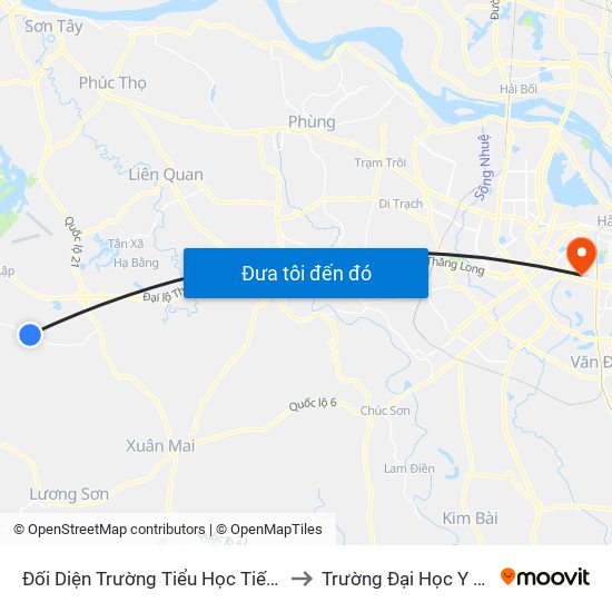 Đối Diện Trường Tiểu Học Tiến Xuân A to Trường Đại Học Y Hà Nội map