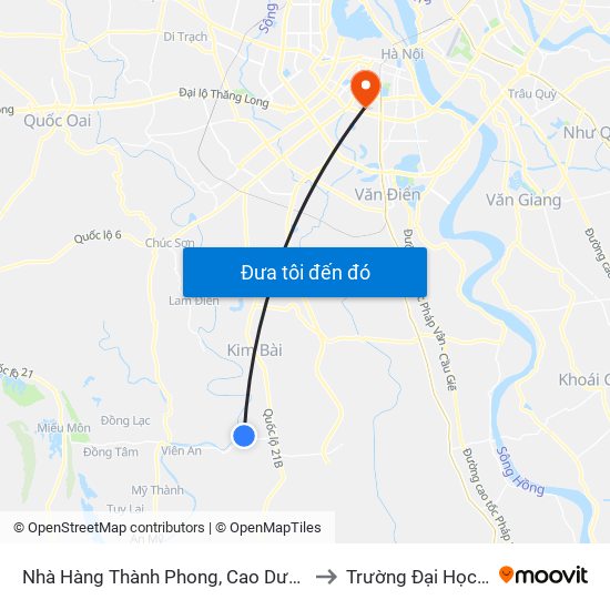 Nhà Hàng Thành Phong, Cao Dương - Tỉnh Lộ 429 to Trường Đại Học Y Hà Nội map