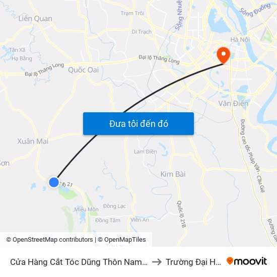 Cửa Hàng Cắt Tóc Dũng Thôn Nam Sơn - Đường Hồ Chí Minh to Trường Đại Học Y Hà Nội map