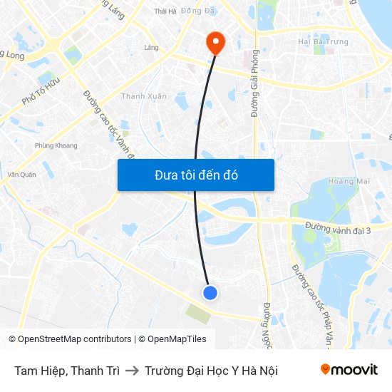 Tam Hiệp, Thanh Trì to Trường Đại Học Y Hà Nội map