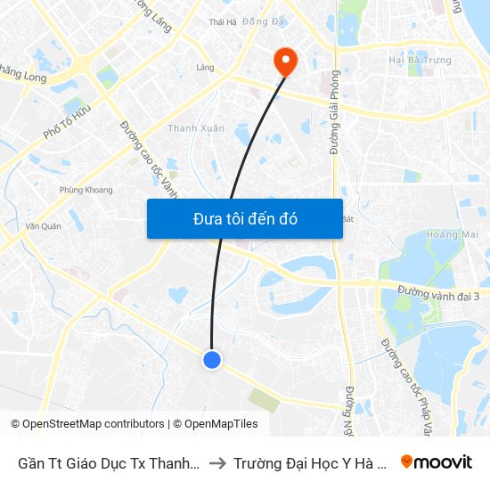 Gần Tt Giáo Dục Tx Thanh Trì to Trường Đại Học Y Hà Nội map