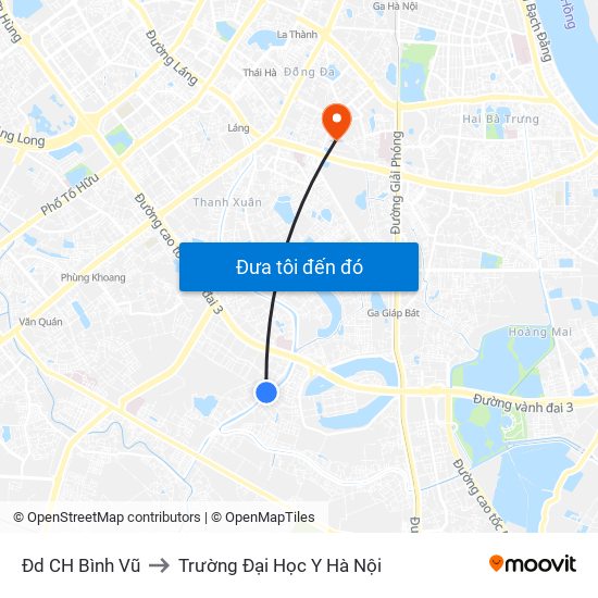 Đd CH Bình Vũ to Trường Đại Học Y Hà Nội map