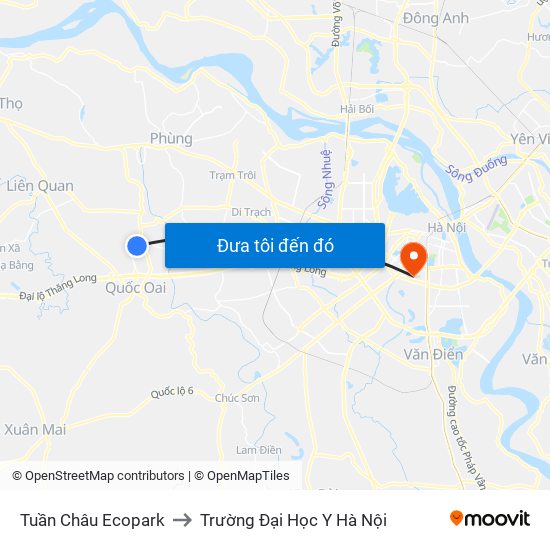 Tuần Châu Ecopark to Trường Đại Học Y Hà Nội map