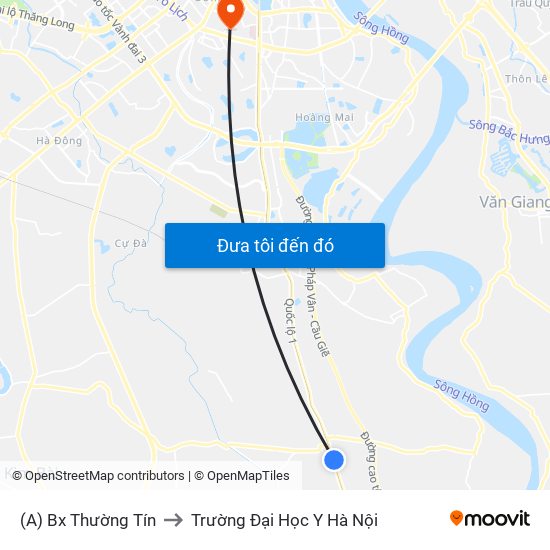 (A) Bx Thường Tín to Trường Đại Học Y Hà Nội map