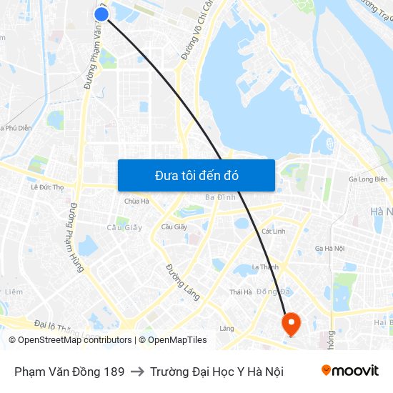Phạm Văn Đồng 189 to Trường Đại Học Y Hà Nội map