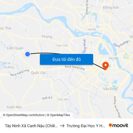 Tây Ninh Xã Canh Nậu (Chiều Về) to Trường Đại Học Y Hà Nội map