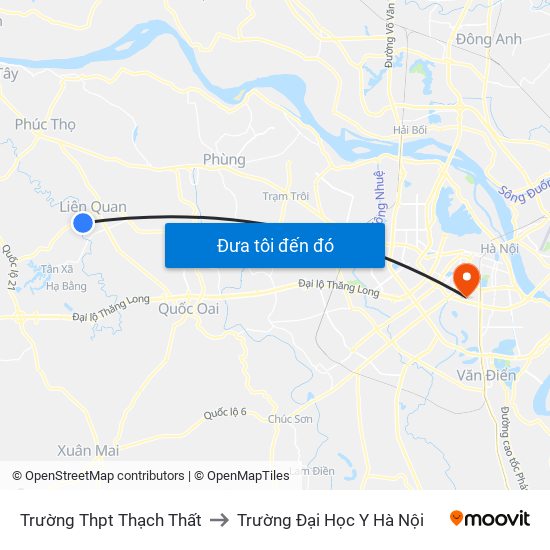 Trường Thpt Thạch Thất to Trường Đại Học Y Hà Nội map