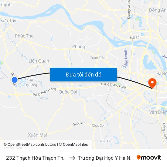 232 Thạch Hòa Thạch Thất to Trường Đại Học Y Hà Nội map