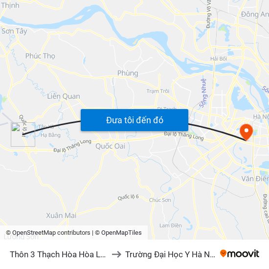 Thôn 3 Thạch Hòa Hòa Lạc to Trường Đại Học Y Hà Nội map