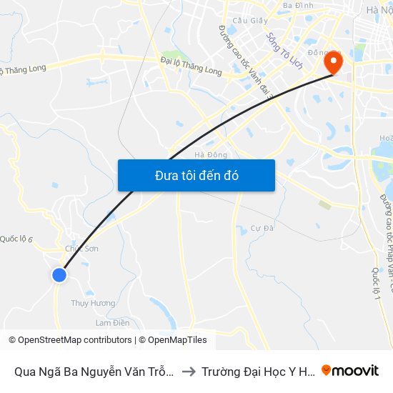 Qua Ngã Ba Nguyễn Văn Trỗi 100m to Trường Đại Học Y Hà Nội map