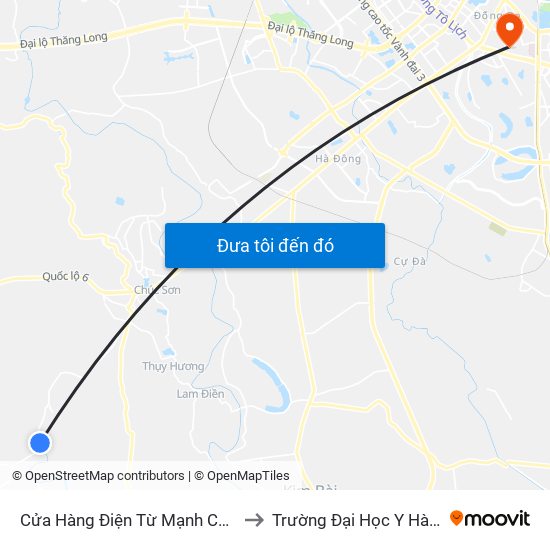 Cửa Hàng Điện Từ Mạnh Cường to Trường Đại Học Y Hà Nội map