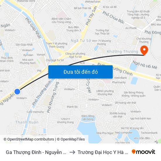 Ga Thượng Đình - Nguyễn Trãi to Trường Đại Học Y Hà Nội map