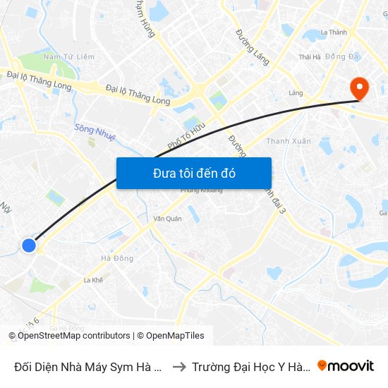 Đối Diện Nhà Máy Sym Hà Đông to Trường Đại Học Y Hà Nội map