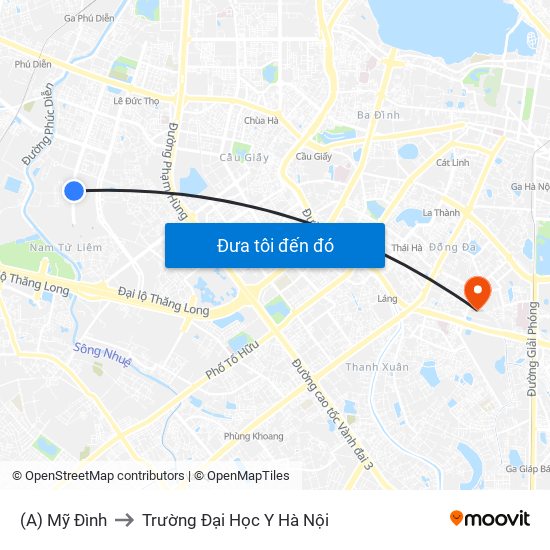 (A) Mỹ Đình to Trường Đại Học Y Hà Nội map