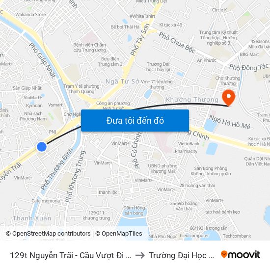 129t Nguyễn Trãi - Cầu Vượt Đi Bộ Royal City to Trường Đại Học Y Hà Nội map