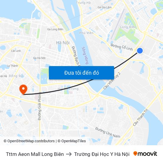 Tttm Aeon Mall Long Biên to Trường Đại Học Y Hà Nội map