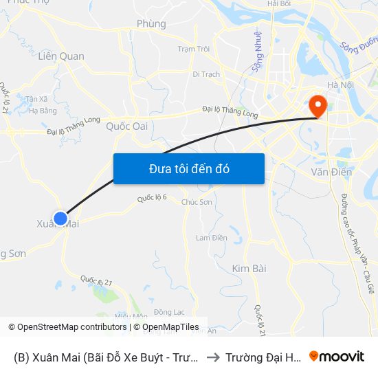 (B) Xuân Mai (Bãi Đỗ Xe Buýt - Trường Đại Học Lâm Nghiệp) to Trường Đại Học Y Hà Nội map