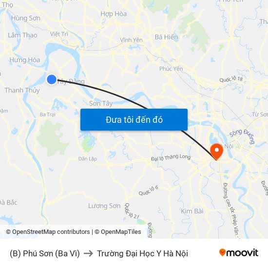 (B) Phú Sơn (Ba Vì) to Trường Đại Học Y Hà Nội map
