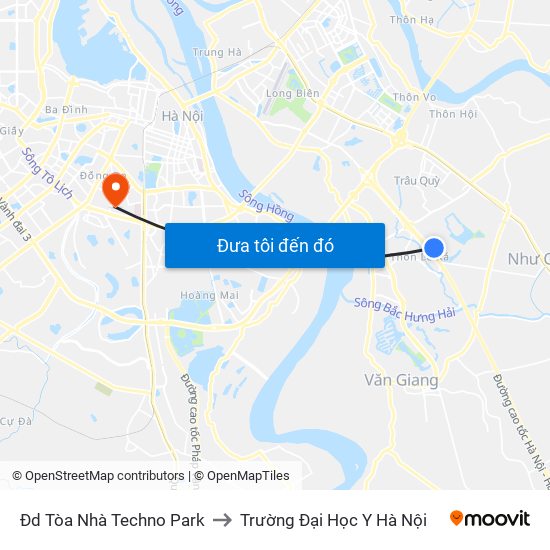 Đd Tòa Nhà Techno Park to Trường Đại Học Y Hà Nội map