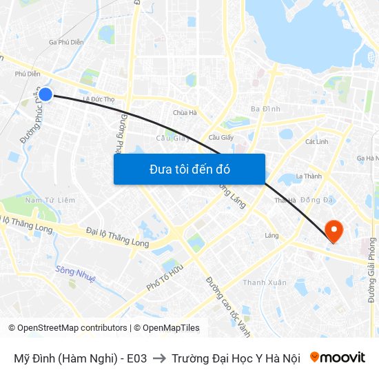 Mỹ Đình (Hàm Nghi) - E03 to Trường Đại Học Y Hà Nội map