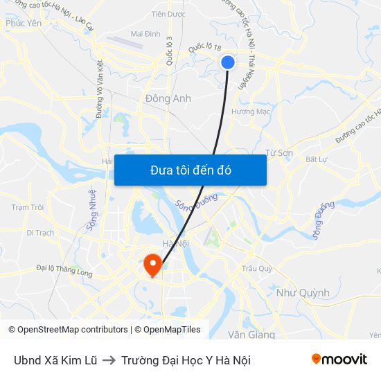 Ubnd Xã Kim Lũ to Trường Đại Học Y Hà Nội map