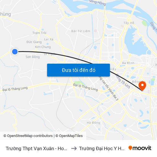 Trường Thpt Vạn Xuân - Hoài Đức to Trường Đại Học Y Hà Nội map