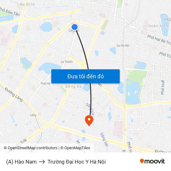 (A) Hào Nam to Trường Đại Học Y Hà Nội map
