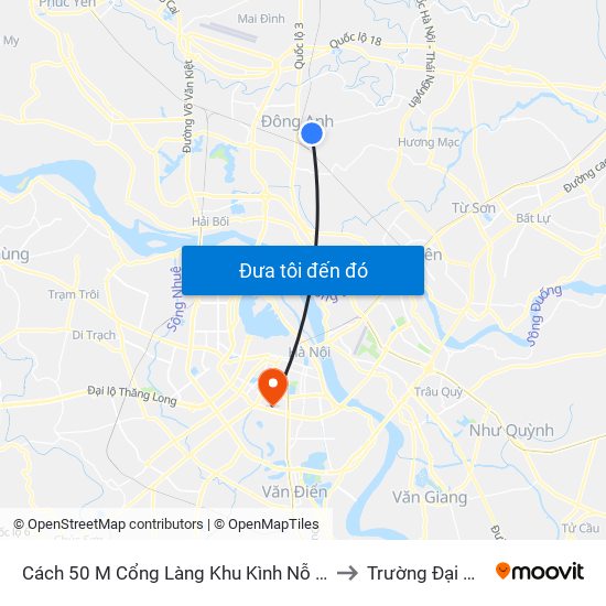 Cách 50 M Cổng Làng Khu Kình Nỗ ( Gần Viên Bắc Thăng Long ) to Trường Đại Học Y Hà Nội map