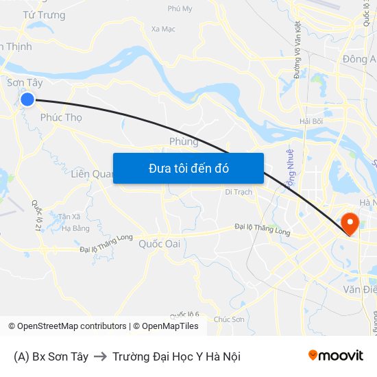 (A) Bx Sơn Tây to Trường Đại Học Y Hà Nội map