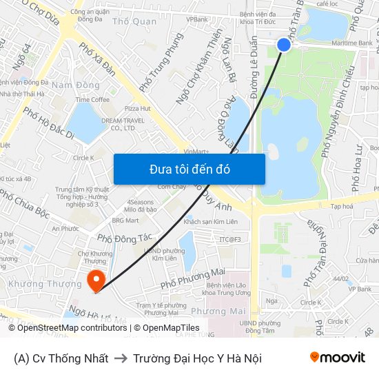 (A) Cv Thống Nhất to Trường Đại Học Y Hà Nội map
