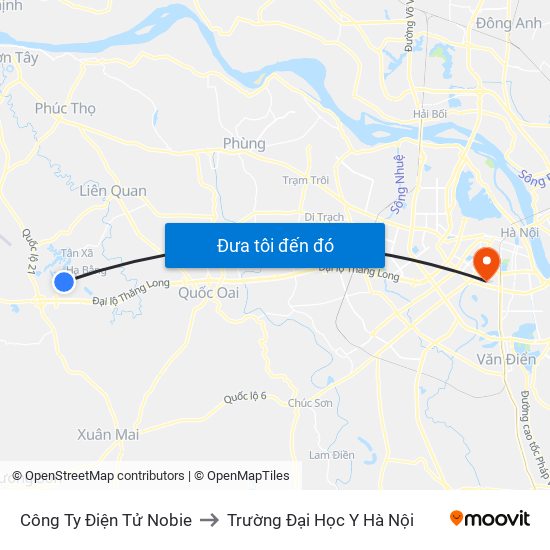 Công Ty Điện Tử Nobie to Trường Đại Học Y Hà Nội map