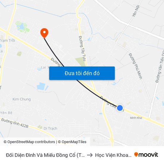 Đối Diện Đình Và Miếu Đồng Cổ (Thôn Nguyên Xá) - Đường 32 to Học Viện Khoa Học Quân Sự map