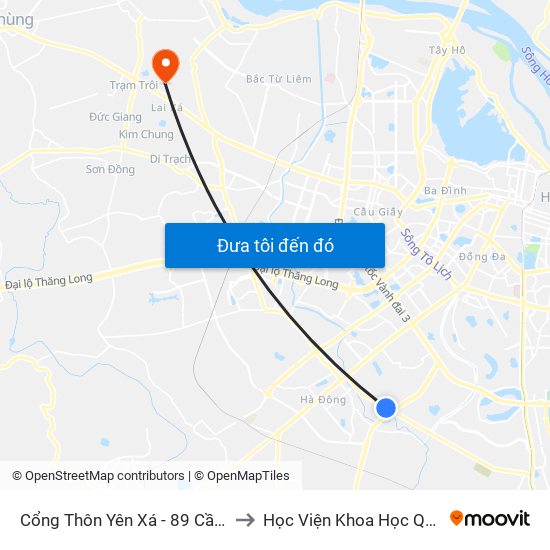 Cổng Thôn Yên Xá - 89 Cầu Bươu to Học Viện Khoa Học Quân Sự map