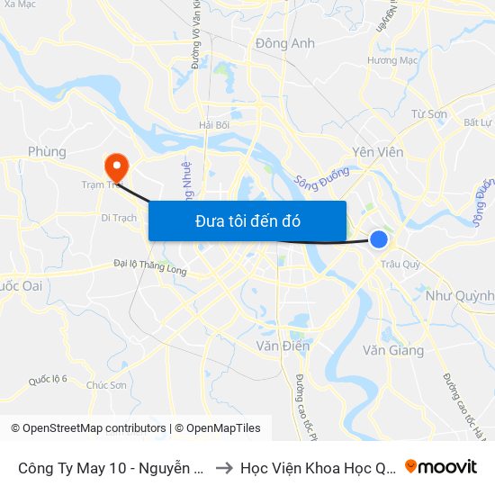 Công Ty May 10 - Nguyễn Văn Linh to Học Viện Khoa Học Quân Sự map