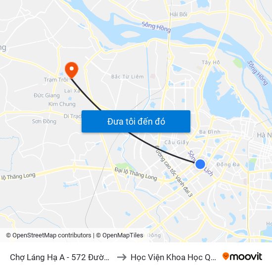 Chợ Láng Hạ A - 572 Đường Láng to Học Viện Khoa Học Quân Sự map