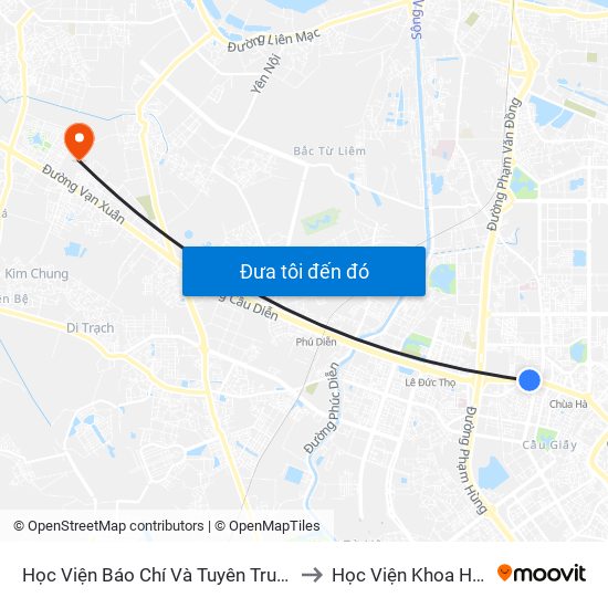 Học Viện Báo Chí Và Tuyên Truyền - 36 Xuân Thủy to Học Viện Khoa Học Quân Sự map