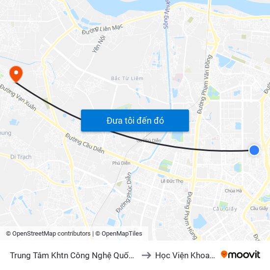 Trung Tâm Khtn Công Nghệ Quốc Gia - 18 Hoàng Quốc Việt to Học Viện Khoa Học Quân Sự map