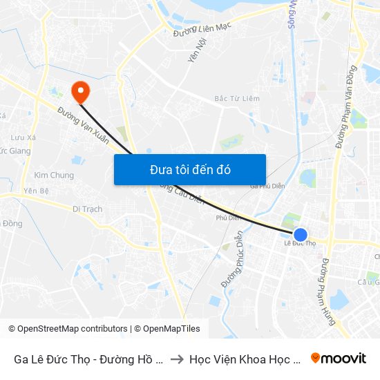 Ga Lê Đức Thọ - Đường Hồ Tùng Mậu to Học Viện Khoa Học Quân Sự map