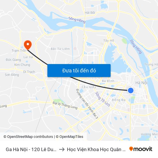 Ga Hà Nội - 120 Lê Duẩn to Học Viện Khoa Học Quân Sự map