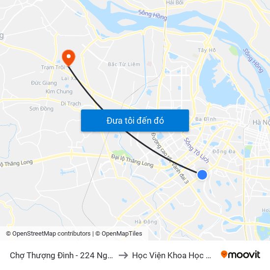 Chợ Thượng Đình - 224 Nguyễn Trãi to Học Viện Khoa Học Quân Sự map